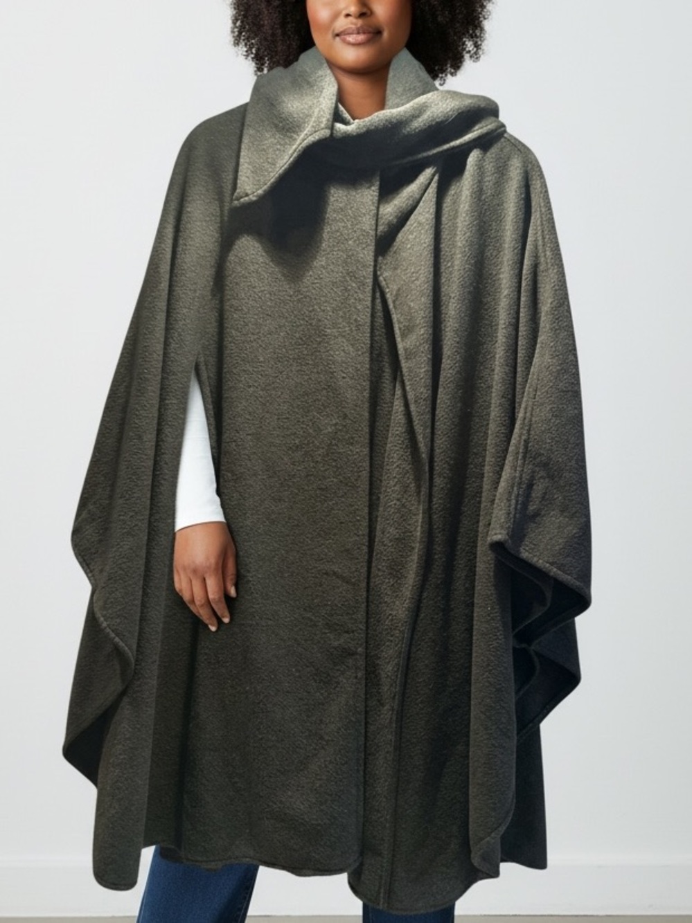 Preston & York Dark Gray Fleece Wrap Cape